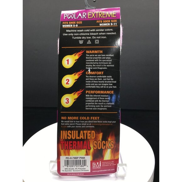 Polar Extreme Thermal Socks Insulated Women's Size 5-9 Pink White - NEW - Picture 6 of 14